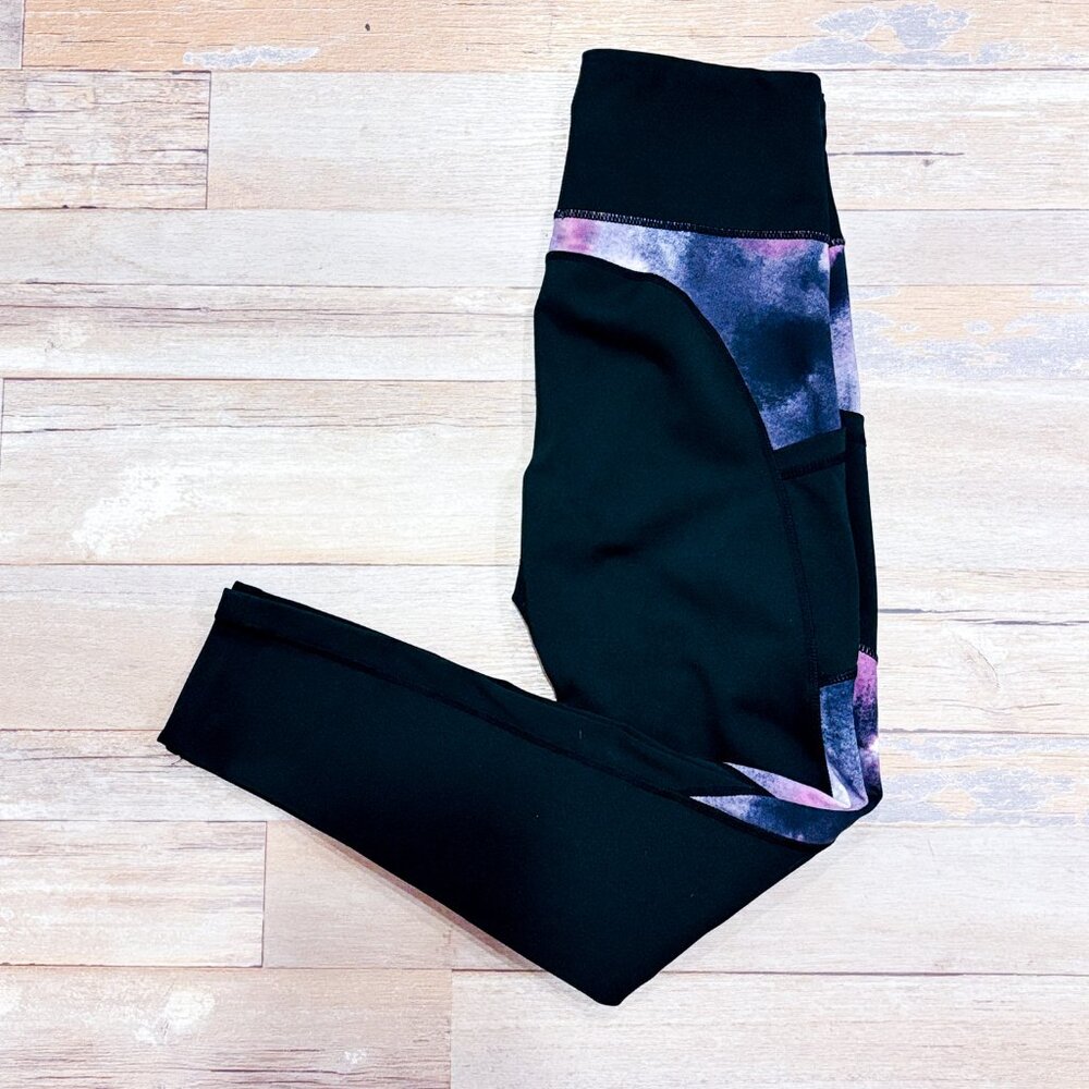 ARDENE Black and Purple Pocket Leggings | Activewear Athleisure | Medium